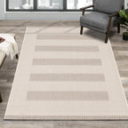 6x9 Rug with Modern Striped Pattern, Stylish Neutral Area Rug in Beige and Cream - Image 2