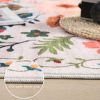 Rugcomf Area Rug 4x6 Rug Washable Boho Rugs Non Slip Low Pile Floral Small - Image 6