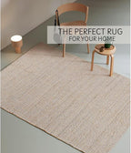 Hand Woven Jute Cotton Area Rug 5'x8' ft Rectangle Natural Farmhouse Rug - Image 2