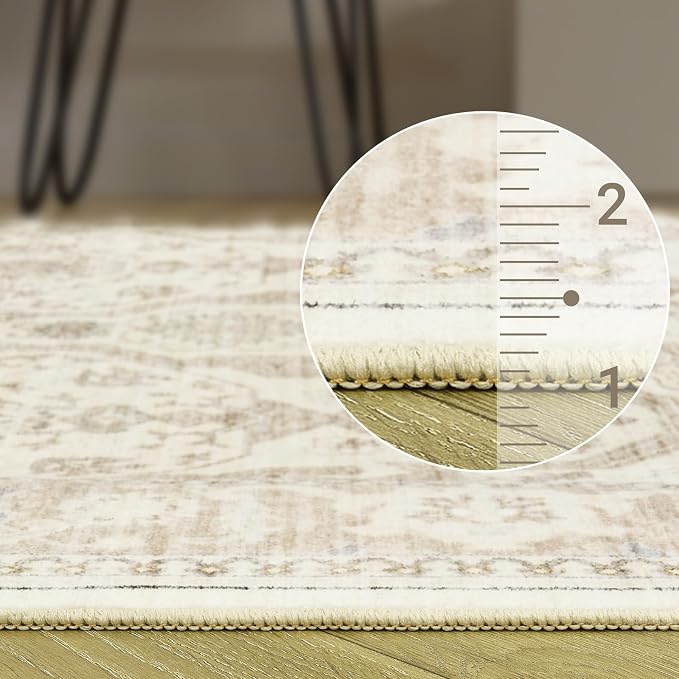 8x10 Area Rugs, Washable Rugs, Large Stain Resistant Beige Area Rug - Image 9