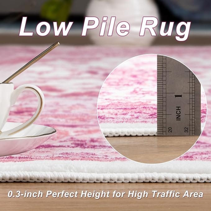 Bright Pink Area Rug for Girls Bedroom, 3x5 Soft Washable Rugs - Image 8