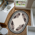 Light Beige Tan Black Greek Key Pattern Bordered Large Rugs - Image 3