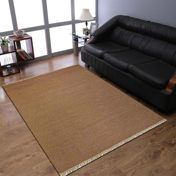 Rugsotic Carpets Hand Woven Flat Weave Kilim Wool 6'x9' Area Rug Solid Cream by GetMyRugsLLC