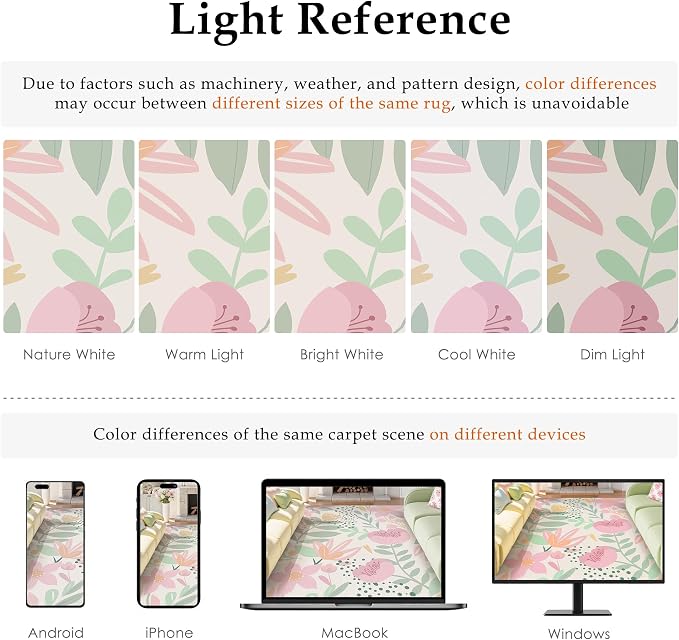 Floral Runner Rug 2x8 Washable Hallway Pink Bedroom Non Slip Cute Long Kitchen - Image 8