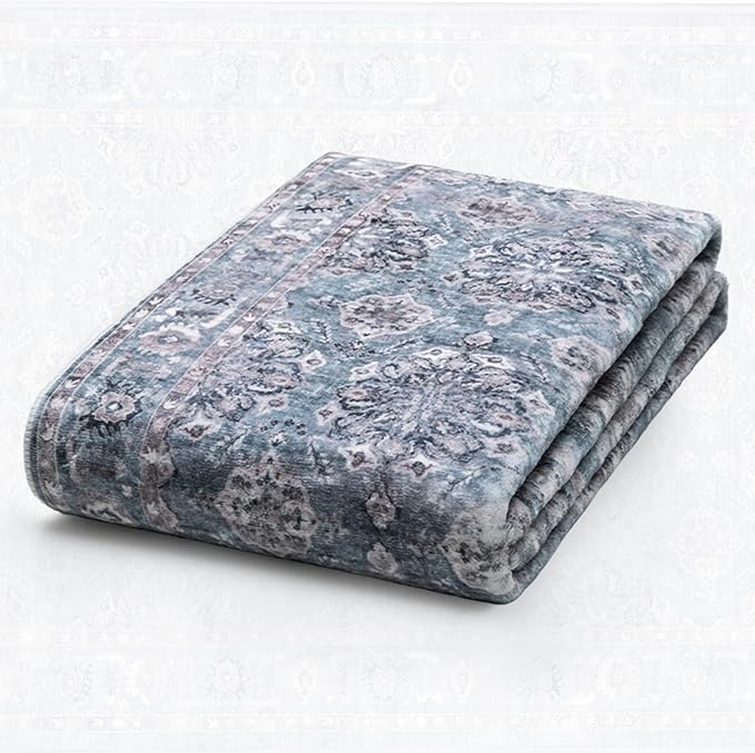SERISSA Vintage Floral Rugs for Entryway, 2x3 Blue Grey Entryway Rug Non-Slip - Image 5