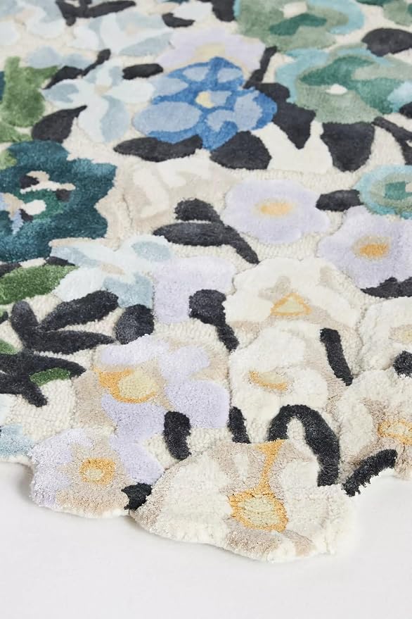 Cassia Wool Viscose Area Rug – 5’ x 7' – Handmade Wool Area Rugs –Blue – Rugs - Image 2