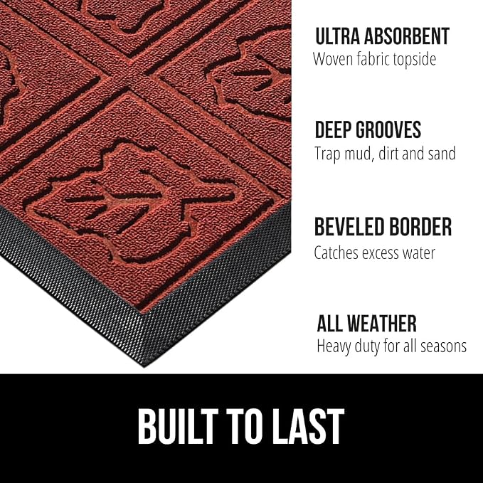 GORILLA GRIP 100% Waterproof All-Season WeatherMax Doormat, US Designed Natural - Image 2