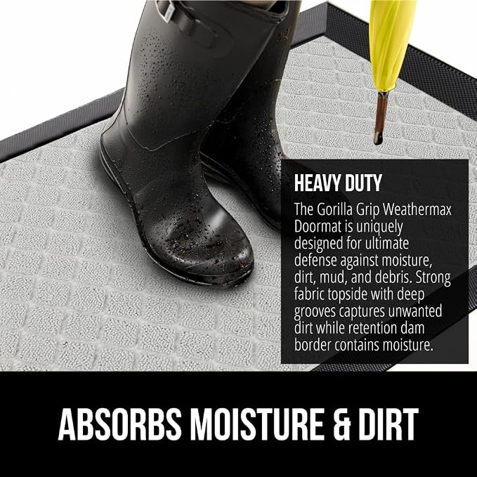 GORILLA GRIP 100% Waterproof All-Season WeatherMax Doormat US Designed Natural - Image 4