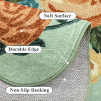 Washable Floral Area Rug 2x3 Green Small Entryway Carpet Scalloped Flower Non - Image 6