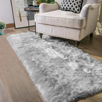 Latepis Grey Fluffy Rugs for Bedroom Rug Runner 2x5 Faux Sheepskin Fur Furry - Image 7