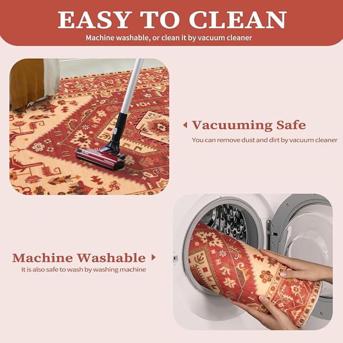 SERISSA Boho Rugs for Entryway, 2x3 Washable Non-Slip Entryway Rug Small Area - Image 3