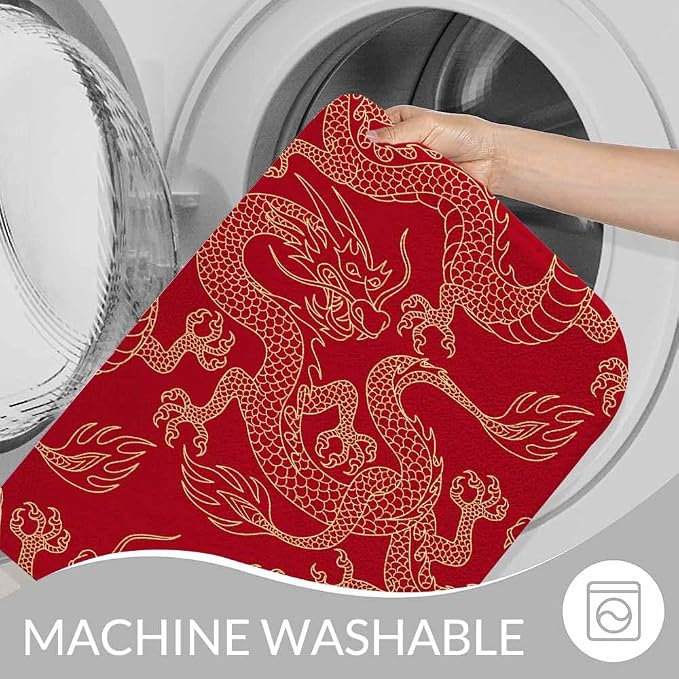 Dragon Bath Mat for Bathroom Traditional Flying Mascot Animal Chinese Dragons - Image 7