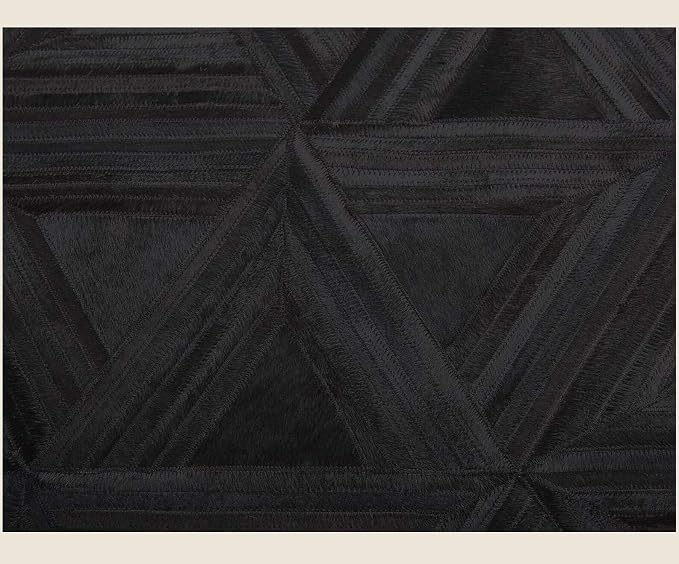 Black Round Rug 5x5 ft – Soft Anti-Slip Modern Faux Leather Area Carpet - Image 4