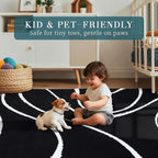 YIHOUSE Abstract Washable Rug 8x10, Ultra Thin Non Slip Black Rugs - Image 2