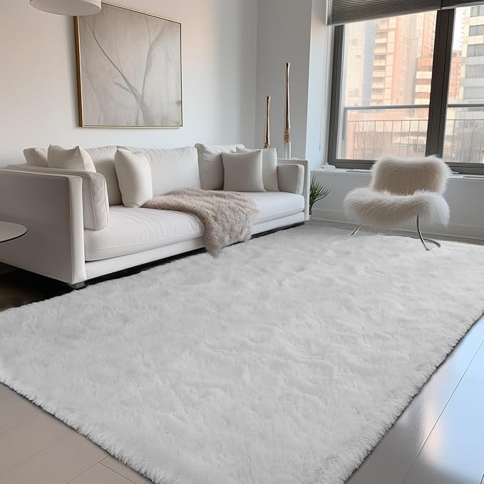 Zentavio White Area Rugs for Bedroom Soft Large Living Room Rugs 5x8 Fluffy by ZentavioRug