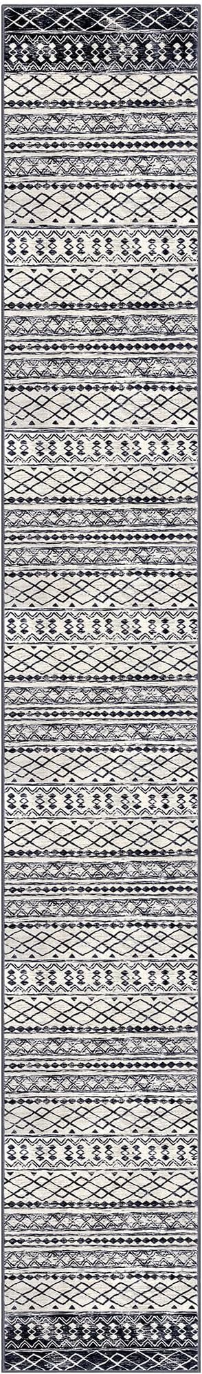 KUTA Moroccan Washable Runner Rug 2.6x18 Non-Slip Vintage Black Navy Blue Boho - Image 8