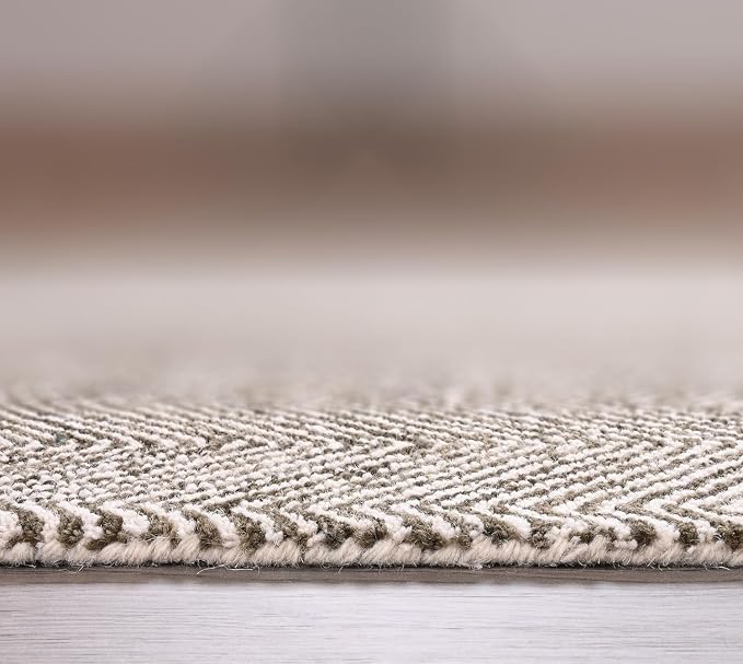 Modern Herringbone Chevron Collection Handcrafted Wool Area Rug - Image 5