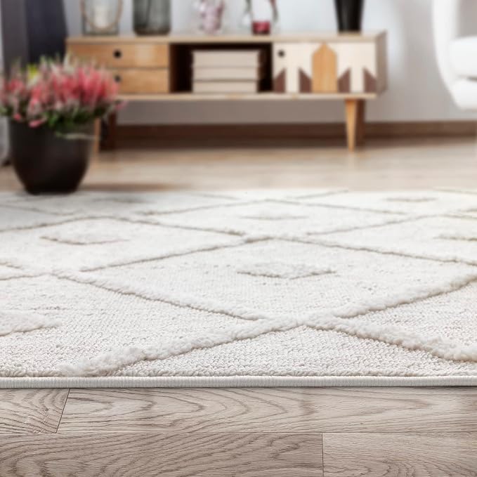 Antep Rugs Palafito 6x9 Geometric Shag Diamond High-Low Pile Textured Indoor - Image 9