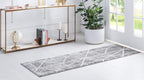 Rugs.com Lattice Trellis Collection Rug – 10 Ft Runner Gray Low-Pile Rug Perfect - Image 3