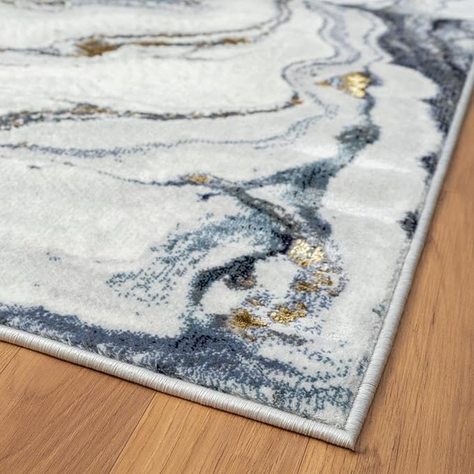 LUXE WEAVERS Marble Effect Abstract Blue 6x9 Area Rug - Image 6