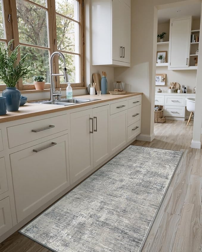 DEXI Hallway Runner Rug 3x10, Modern Abstract Non Slip Thin Soft Runners Carpet - Image 7