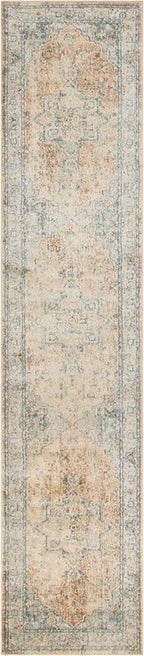 Nourison Home Astra Machine Washable Beige Blue 2'2" x 8' Area Rug - Image 3
