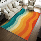 70s Rugs for Bedroom -Retro 70s Rug, 6x8 ft, Vintage Abstract Wave Washable - Image 2