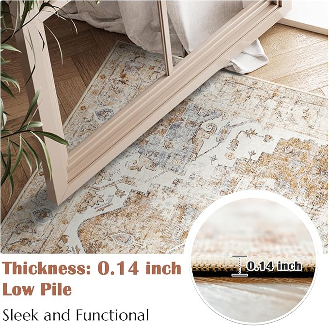 jinchan Kelda Runner Rug 3x8 Vintage Hallway Rug Washable Runner Retro Floor - Image 3