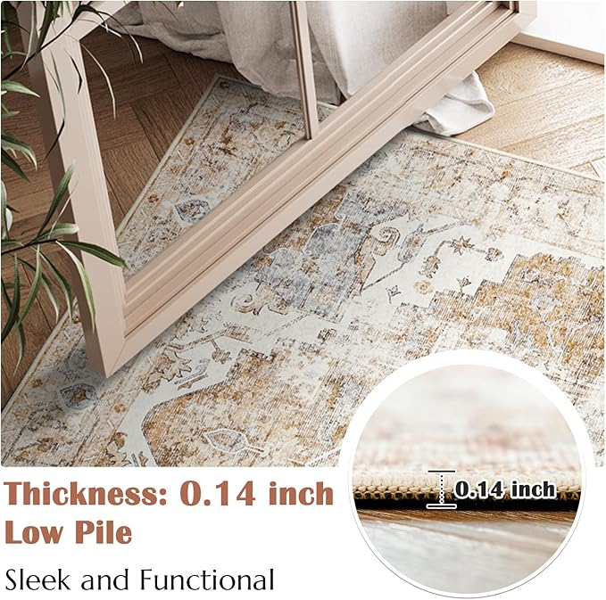 jinchan Kelda Runner Rug 3x10 Vintage Hallway Rug Washable Runner Retro Floor - Image 3