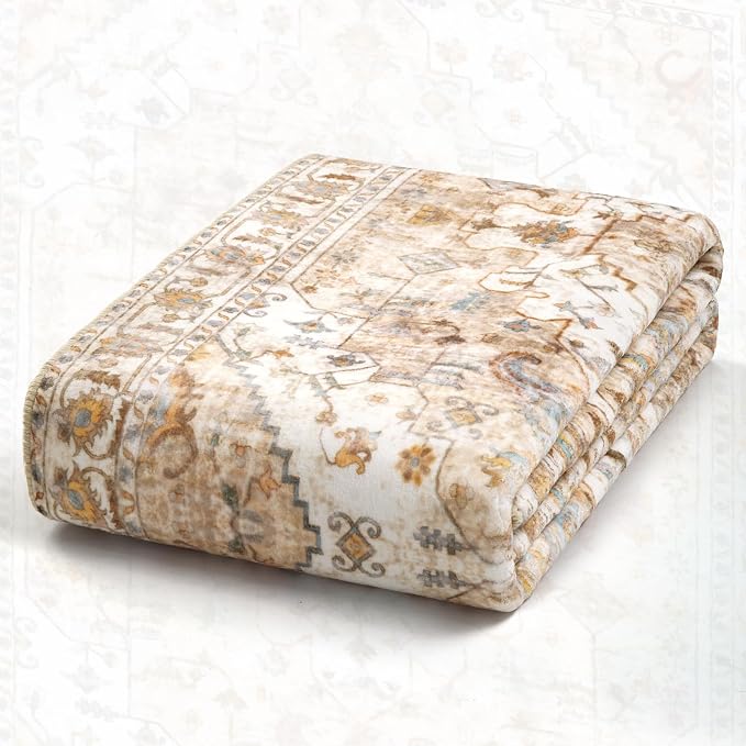 SERISSA 4x6 Boho Bedroom Rug, Washable Non Slip Vintage Peach Cream Area Rugs - Image 8