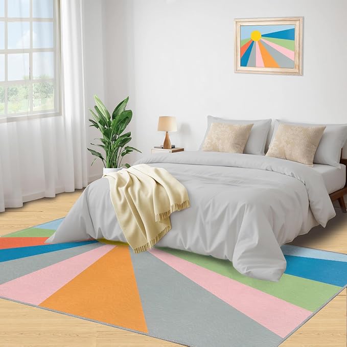 Boho Sun Area Rugs 6x8ft, Abstraction Deco Living Room Area Rug, Minimalist - Image 5