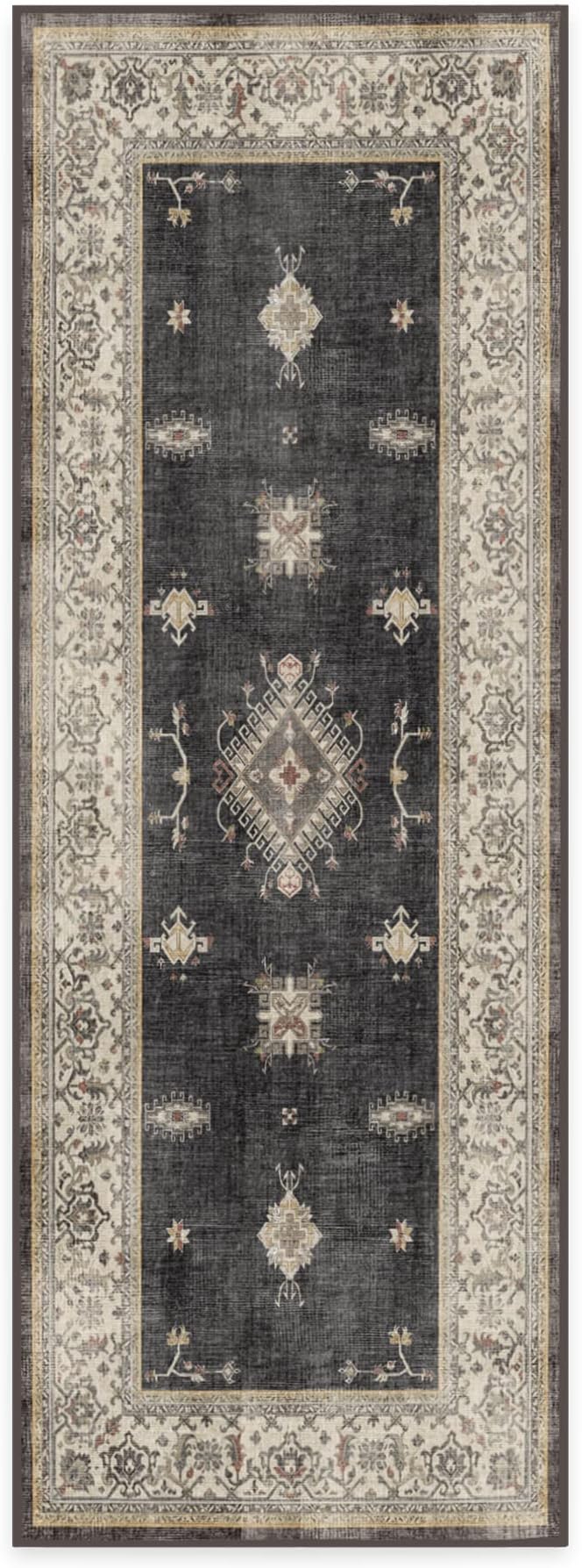 RUGGABLE Washable Vintage Runner Rug – Verena Dark Wood 2.5x7, Stain-Resistant - Image 3