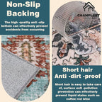 Washable Area Rug 9'x12' Retro Boho Design Non-Shedding Easy Care Ideal - Image 4