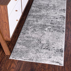 Rugs.com Leipzig Collection Runner Rug – 10 Ft Runner Grey Low-Pile Rug Perfect by Rugscom