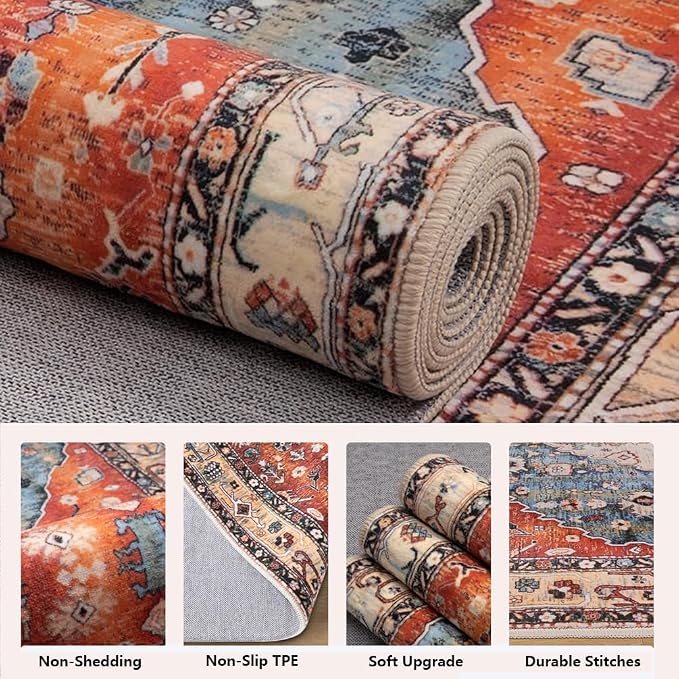 Moroccan Trellis Hallway Runner Rug Non-Slip Washable Geometric Standing Mats - Image 7