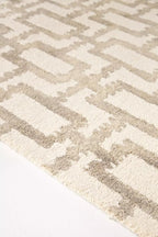 Hand-Tufted Wool Marengo Rug in Taupe – Geometric Patterned Carpet - Image 3