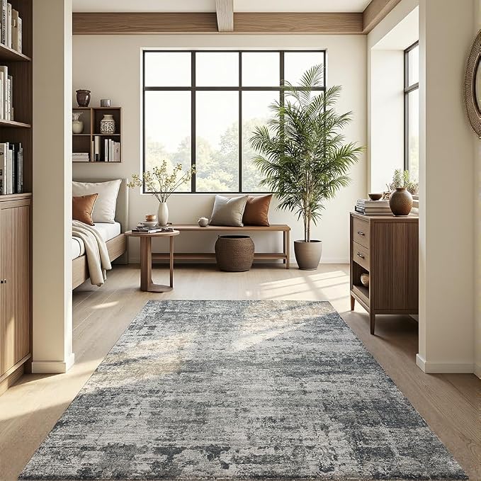 Area Rug 5x7 Washable Rug Black - Image 3