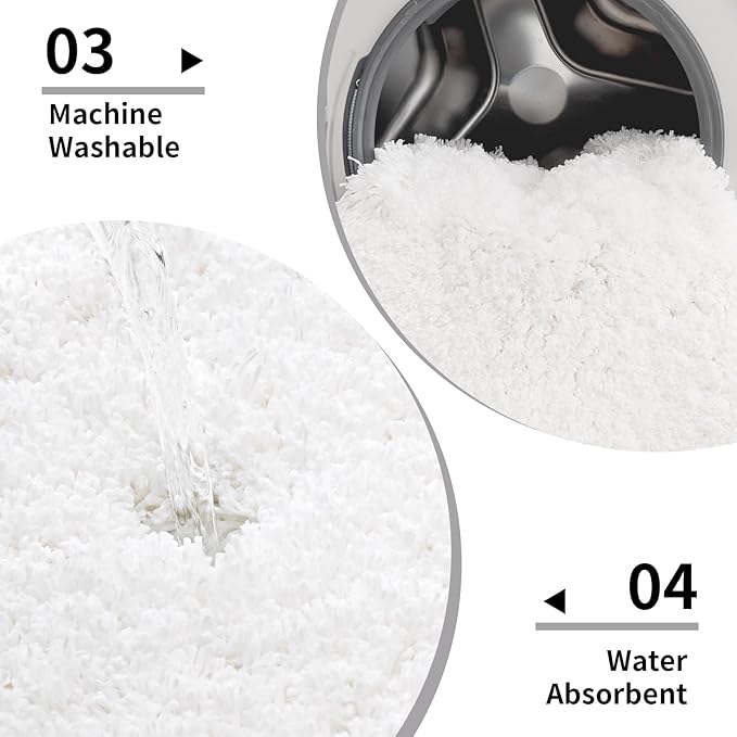 White Bathroom Runner Rug 24x70 Non Slip Fluffy Long Bath Mat - Image 5