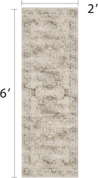 Washable Runner Rugs for Entryway 2x6 Non-Slip Low Pile Vintage Runners for - Image 2