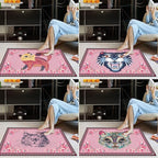 Cartoon Animal Pattern Area Rug Cute Cat Luxury Floral Decor - Image 4