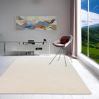 Hand-Tufted 100% Wool Area Rug – Unique Modern Geometric Grid Pattern, Soft - Image 2