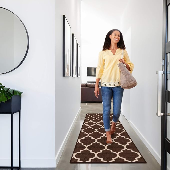 House, Home and More Skid-Resistant Carpet Runner – Moroccan Trellis Lattice – - Image 2