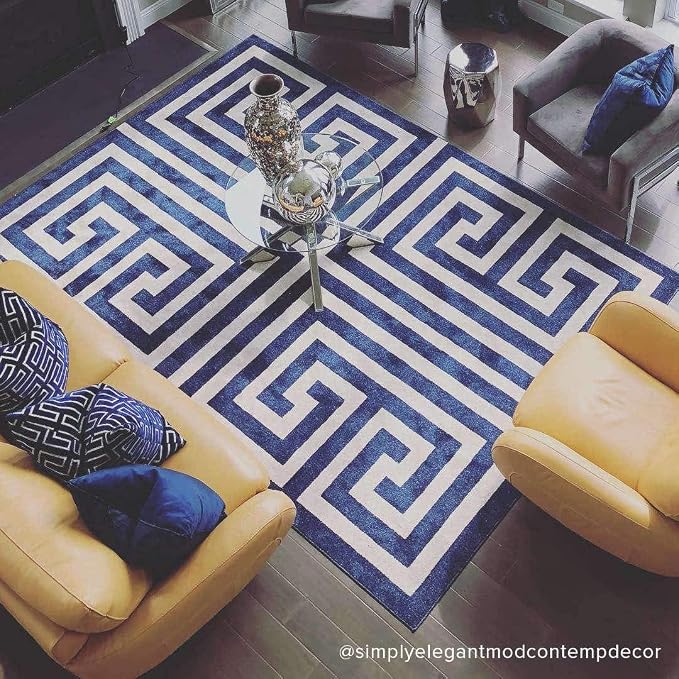 Unique Loom Athens Collection Classic Geometric Modern Border Design Area Rug - Image 2