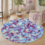 Abstract Pixel Geometry Round Rug Ombre Blue Purple Living Room Circle Area - Image 5