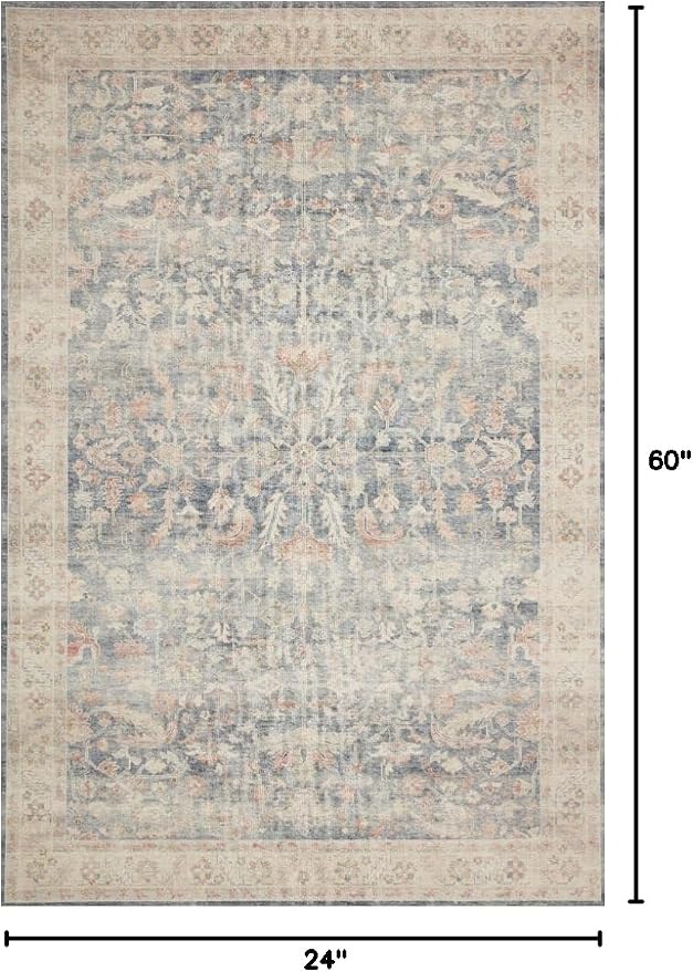 Loloi Hathaway Collection HTH-02 Denim/Multi 2'-0" x 5'-0", .25" Thick Accent - Image 2