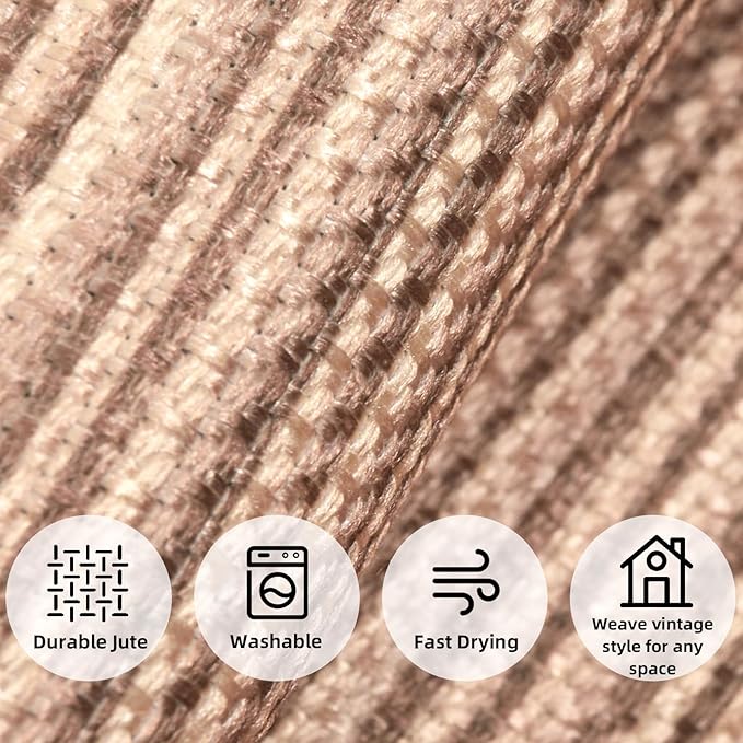 ILANGO Jute Area Rugs for Outdoor, Patio Woven Washable Rugs 5'x7', Natural - Image 5