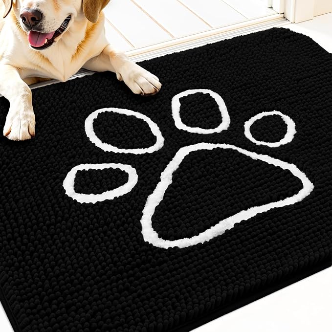 OLANLY Dog Door Mat for Muddy Paws 30x20, Paw Print Design, Absorbs Moisture by OLANLY