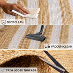 HOMEMONDE Scalloped Jute Area Rug 8'x10' Natural Stripe - Image 6