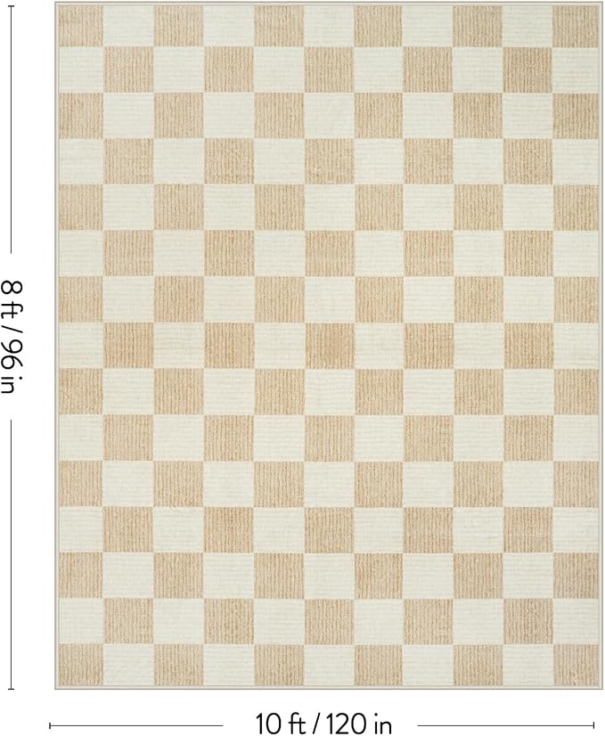 LIVEBOX 8x10 Area Rugs for Living Room, Checkered Non-Slip Washable Rugs - Image 2
