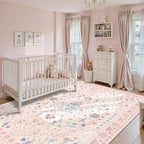 Wonnitar Boho Floral 8x10 Pink Area Rug, Washable Kids Rugs - Image 3